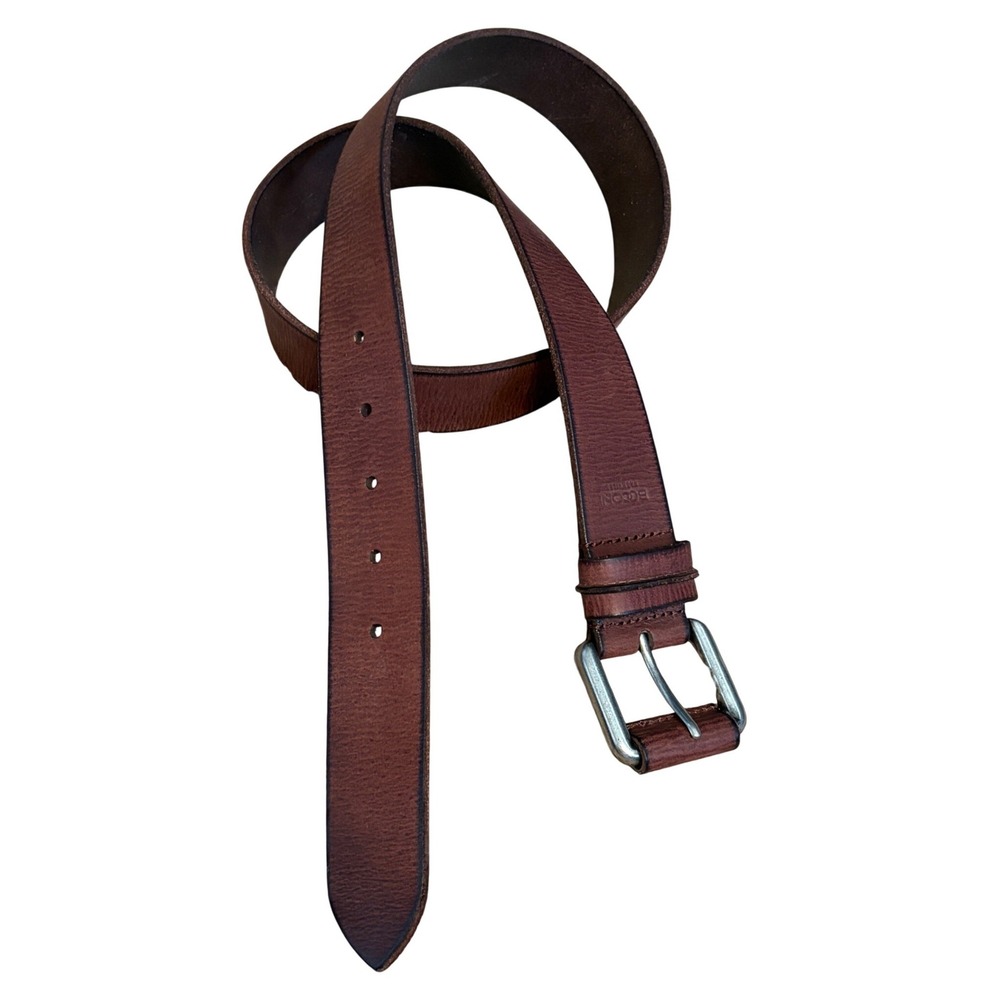 Boconi Nashville Burnished Brown Leather Belt, Size 32, Handcrafted in the USA
